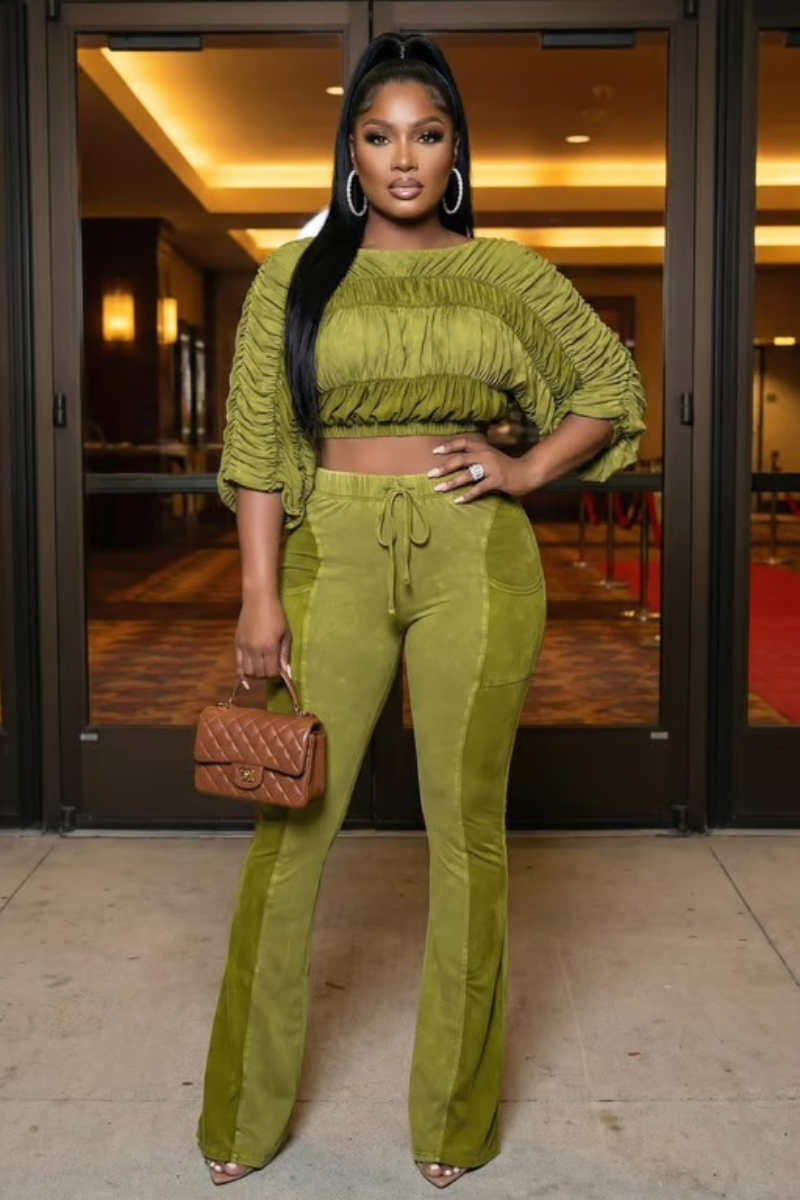 Sage Acid Green 2 Piece Pant Set