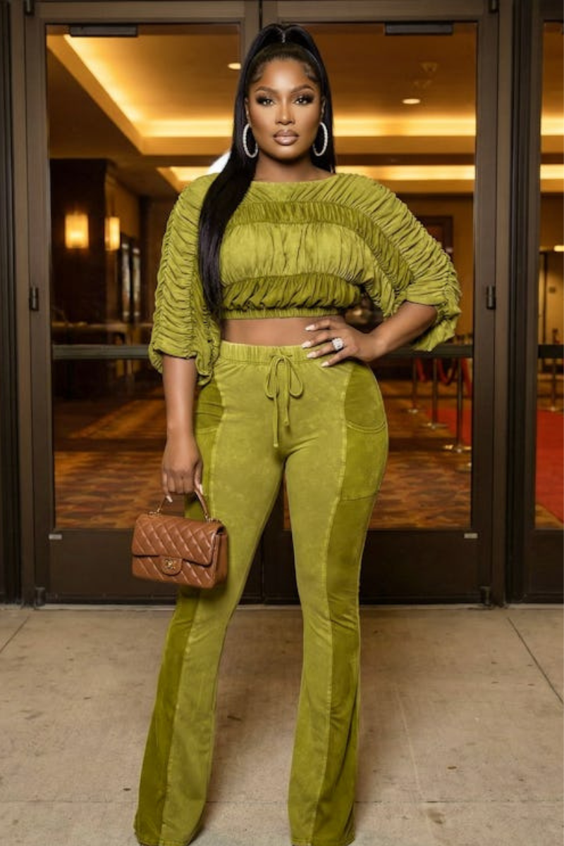 Sage Acid Green 2 Piece Pant Set