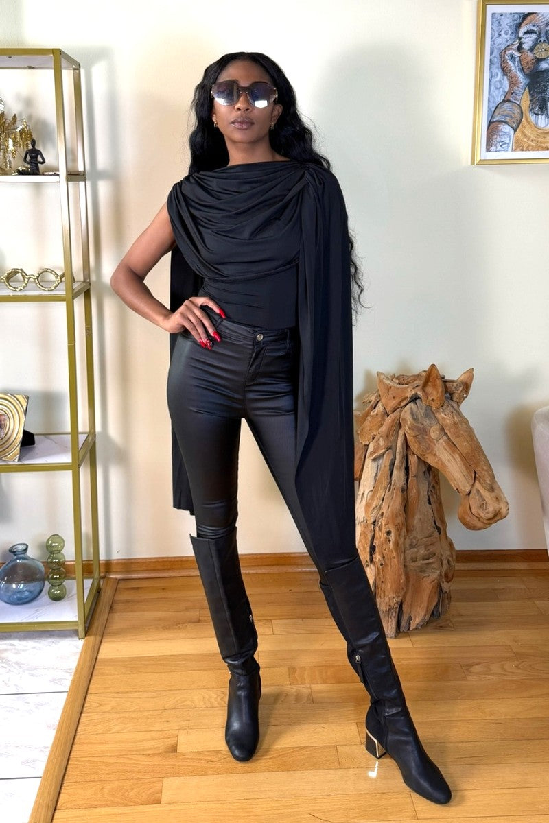 Onyx Cape Bodysuit