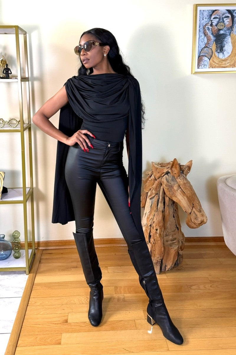 Onyx Cape Bodysuit