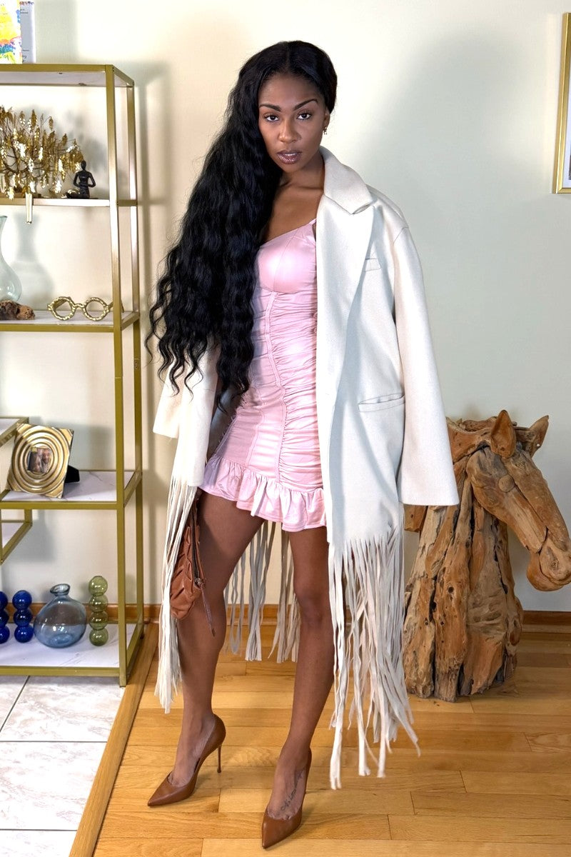 Blush  Faux Leather Dress