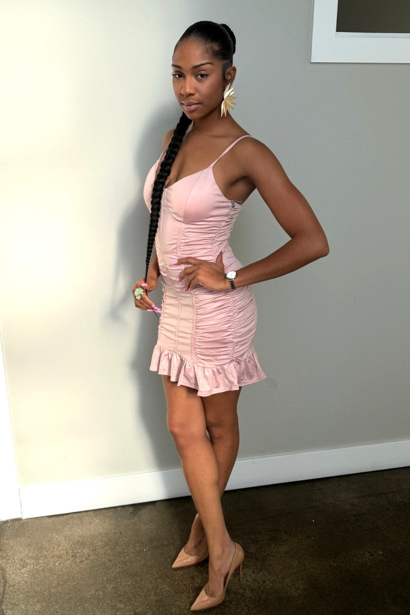 Blush  Faux Leather Dress