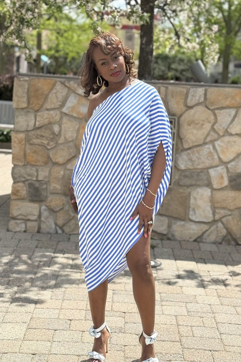 Sizzle One Shoulder Striped Dress