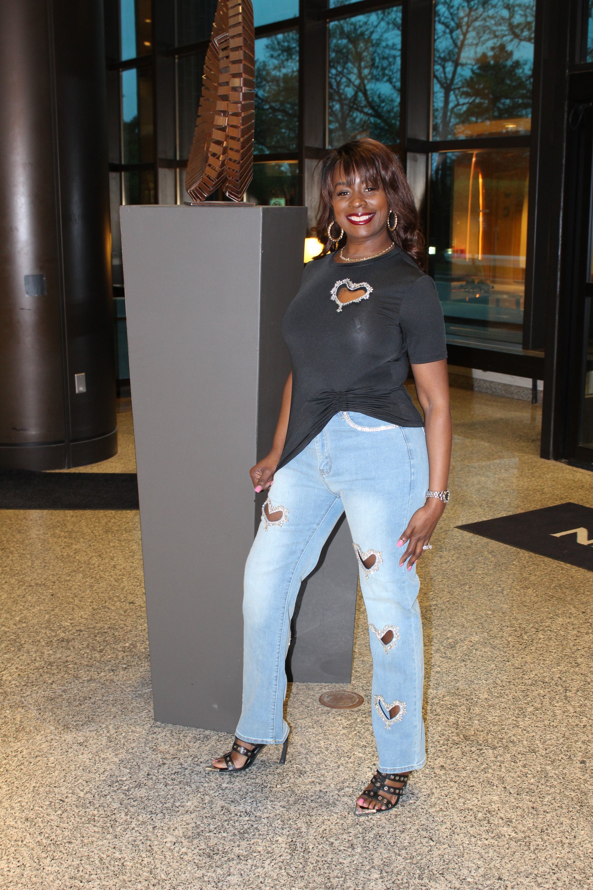 Love Me Denim Heart Cut Out Jeans