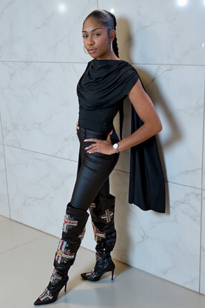 Onyx Cape Bodysuit