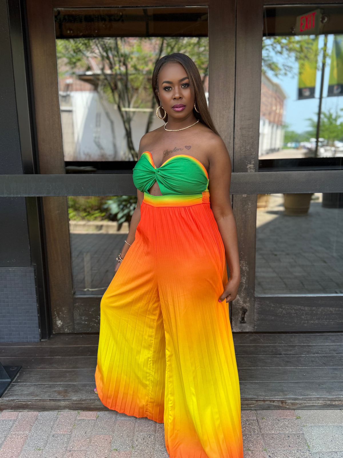 ANIA  GREEN AND ORANGE JUMPSUIT