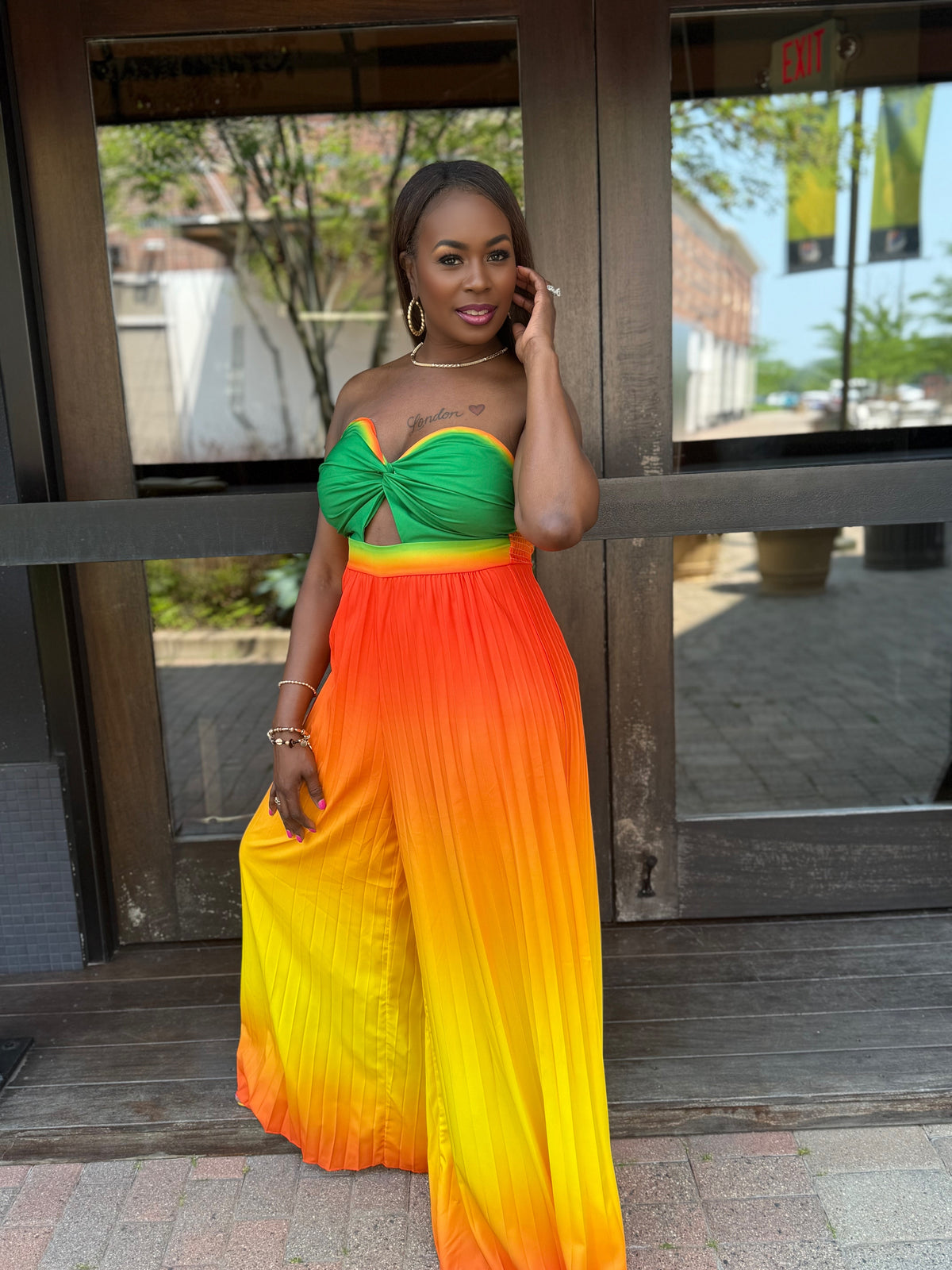 ANIA  GREEN AND ORANGE JUMPSUIT