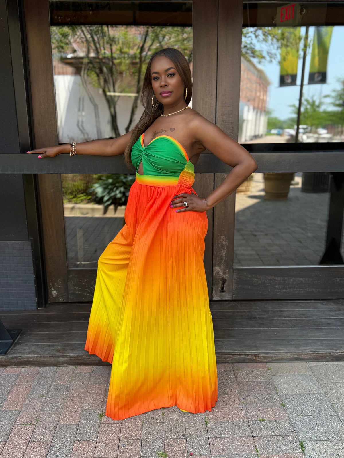 ANIA  GREEN AND ORANGE JUMPSUIT