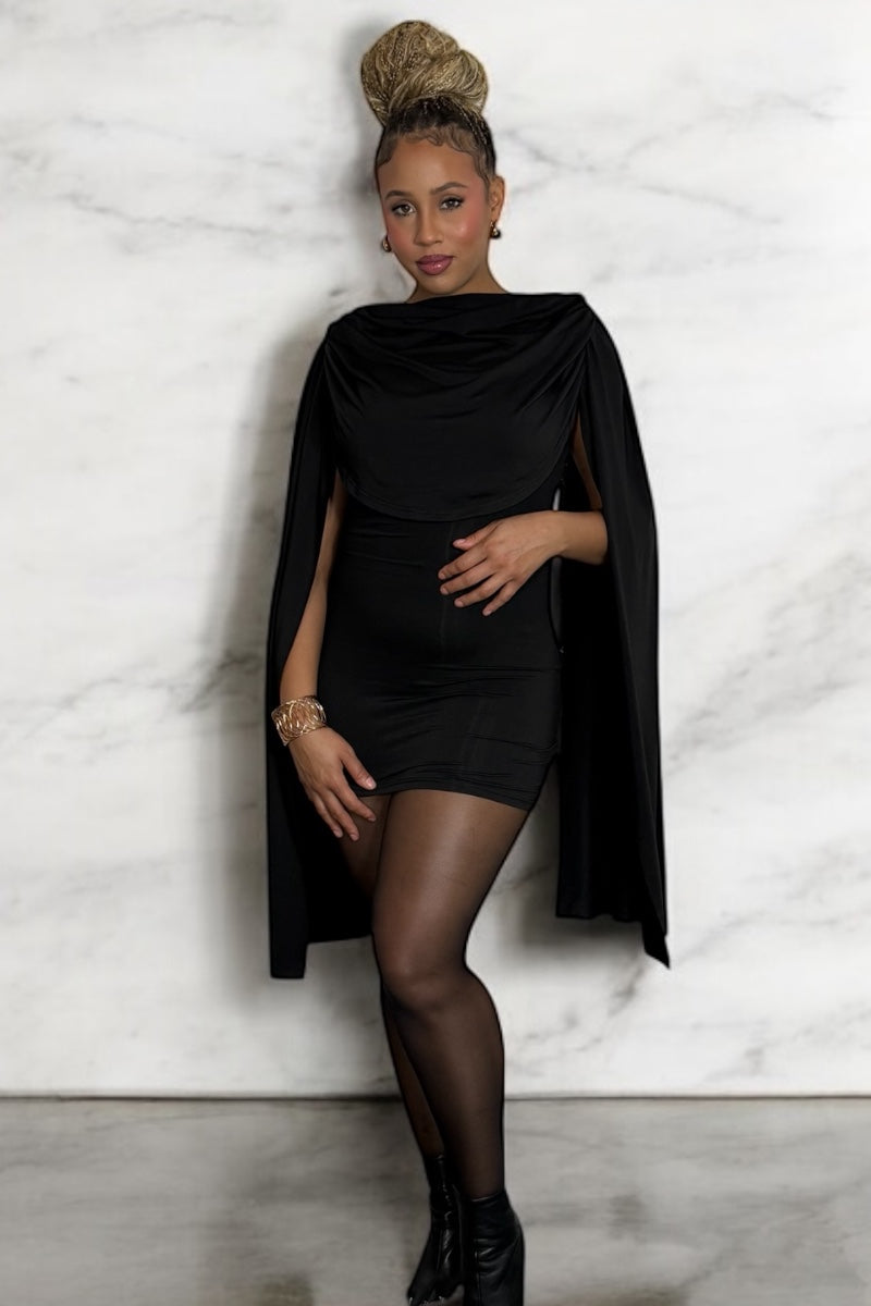 Lizzo Cape Dress BLACK
