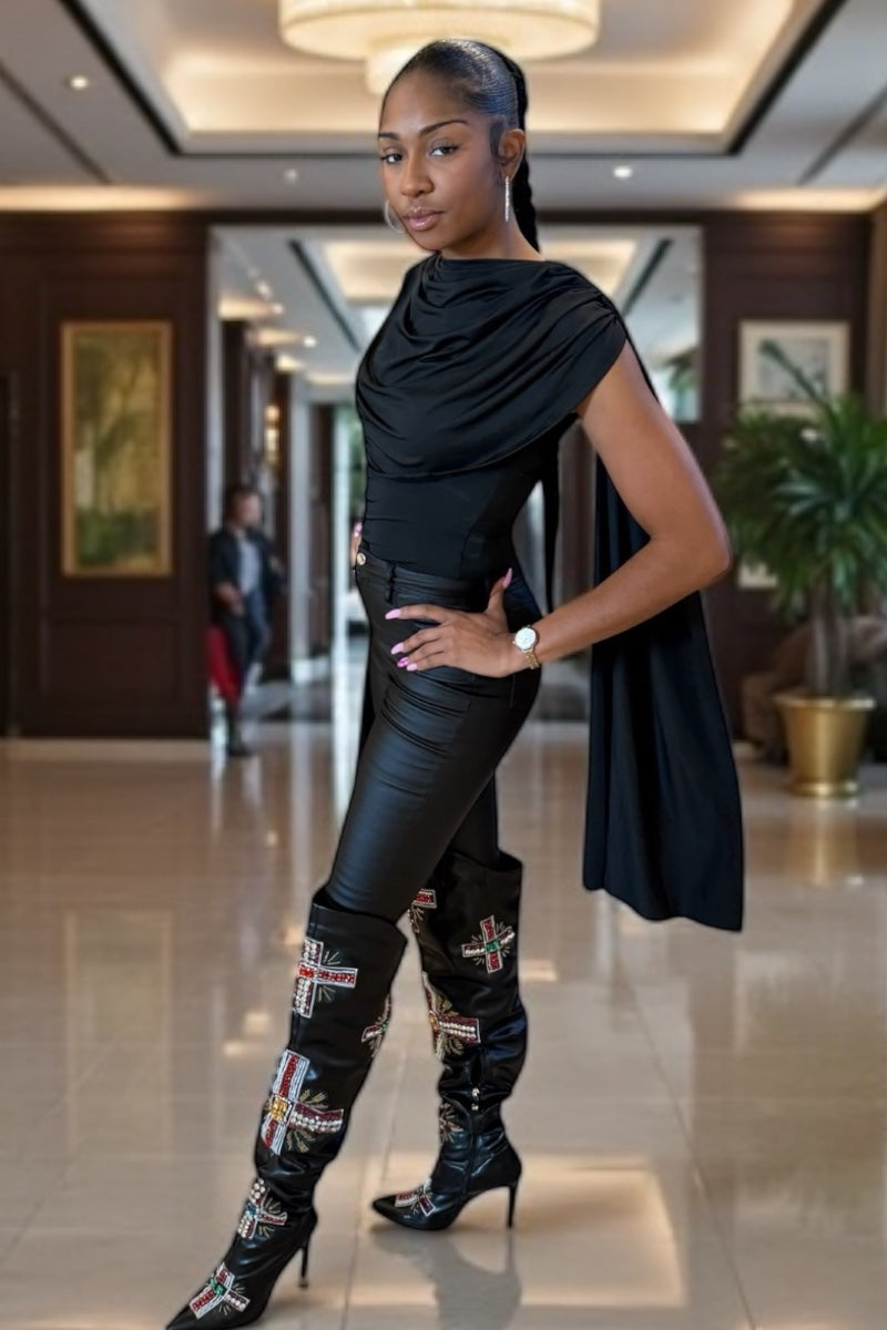 Onyx Cape Bodysuit