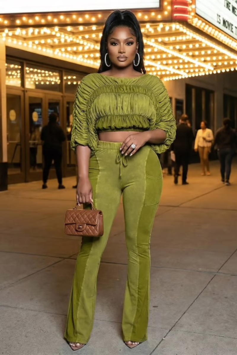 Sade Acid Green 2 Piece Pant Set