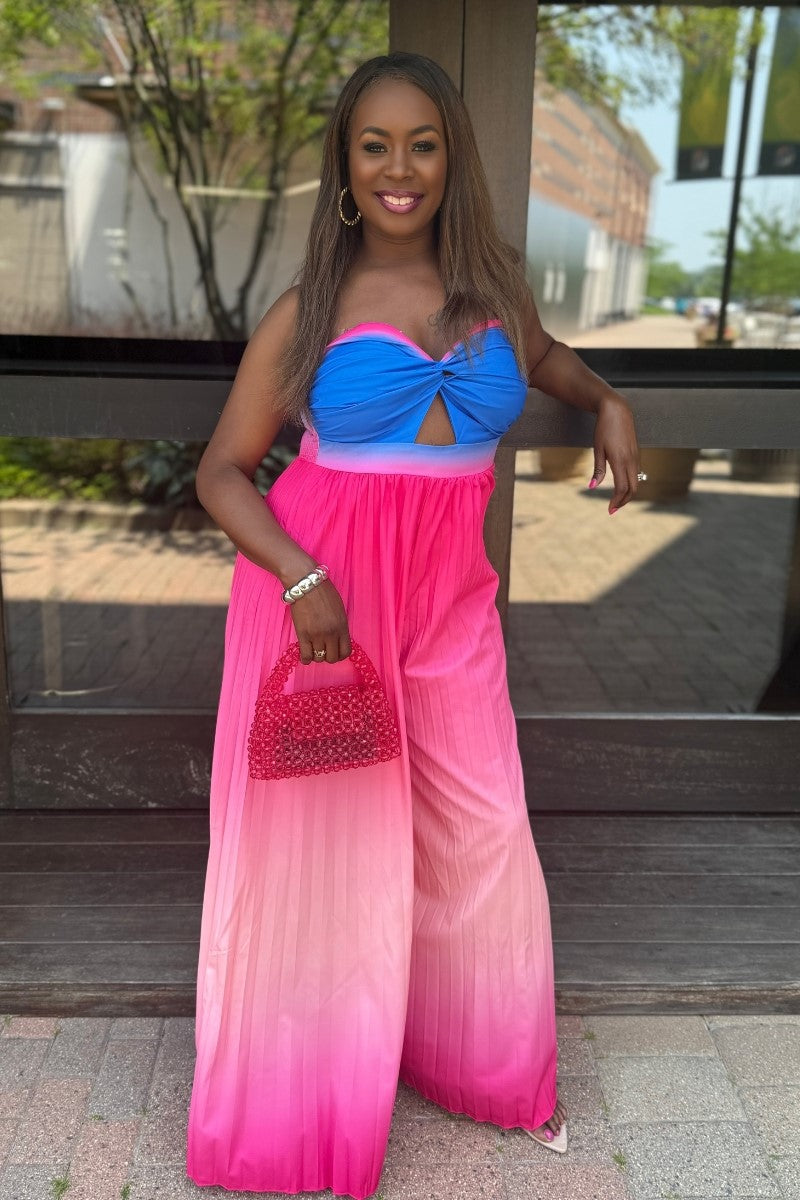 TAYLOR PINK AND BLUE JUMPSUIT