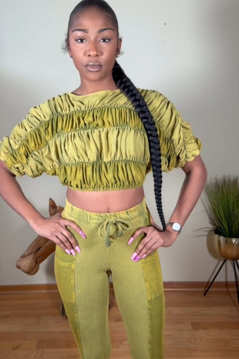 Sade Acid Green 2 Piece Pant Set