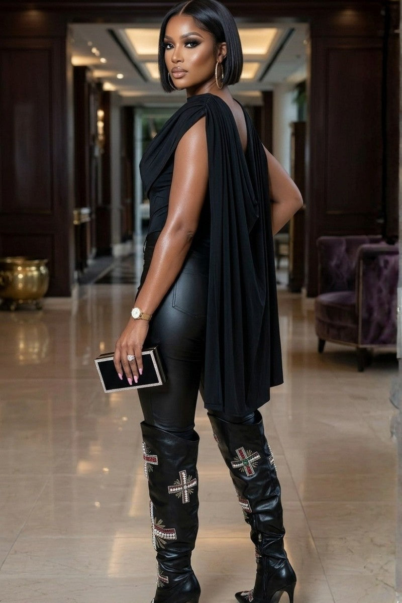 Onyx Cape Bodysuit