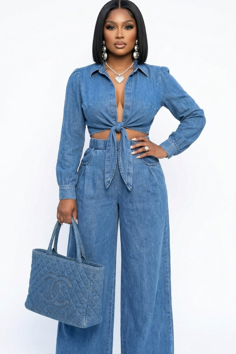 Foxy 2 Piece  Denim look Set