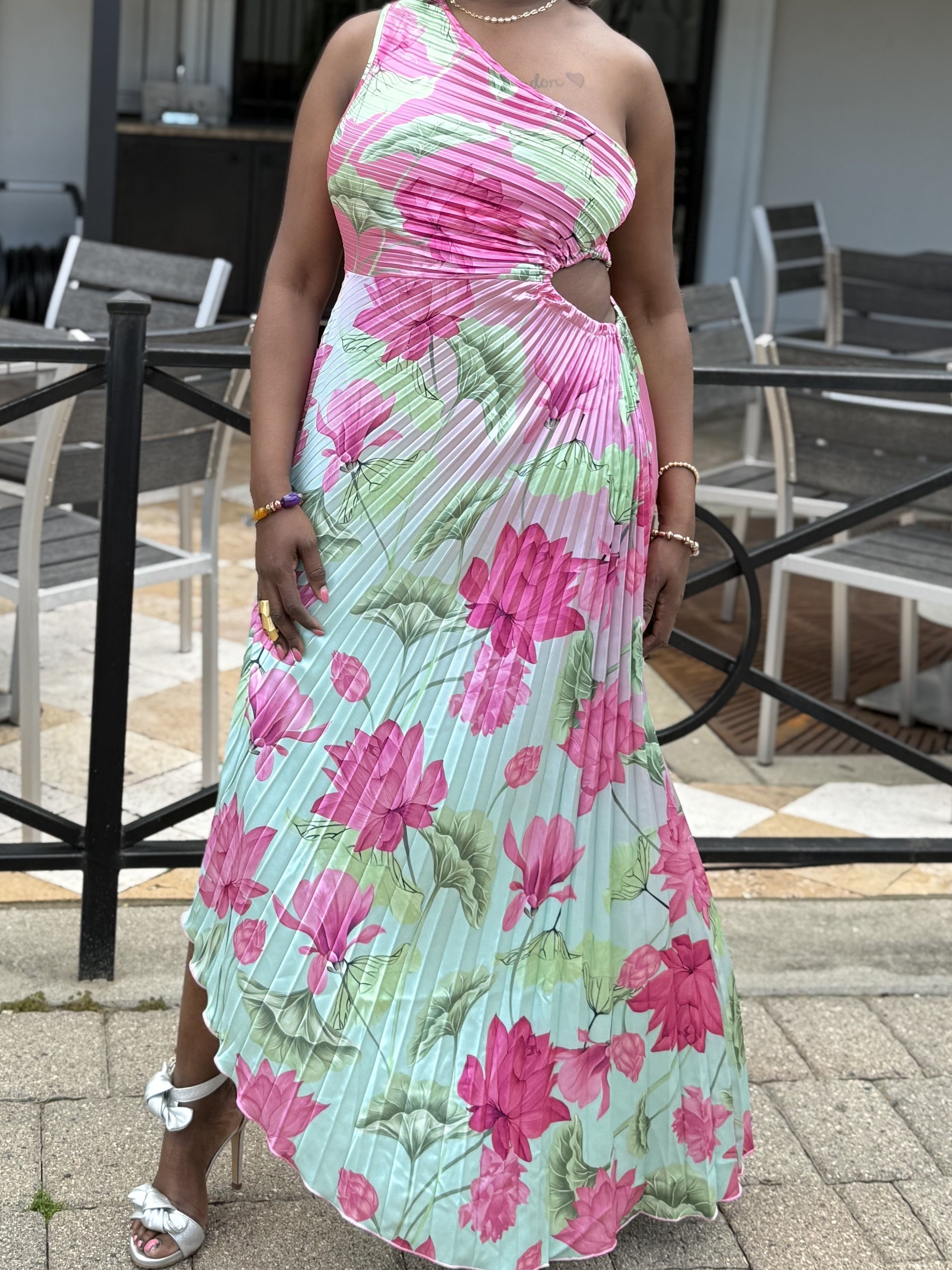 Maya G Floral Side Cutout Dress