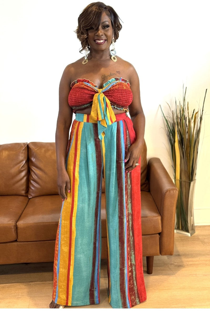 Kimmy Tie Tube Top And Pants Set