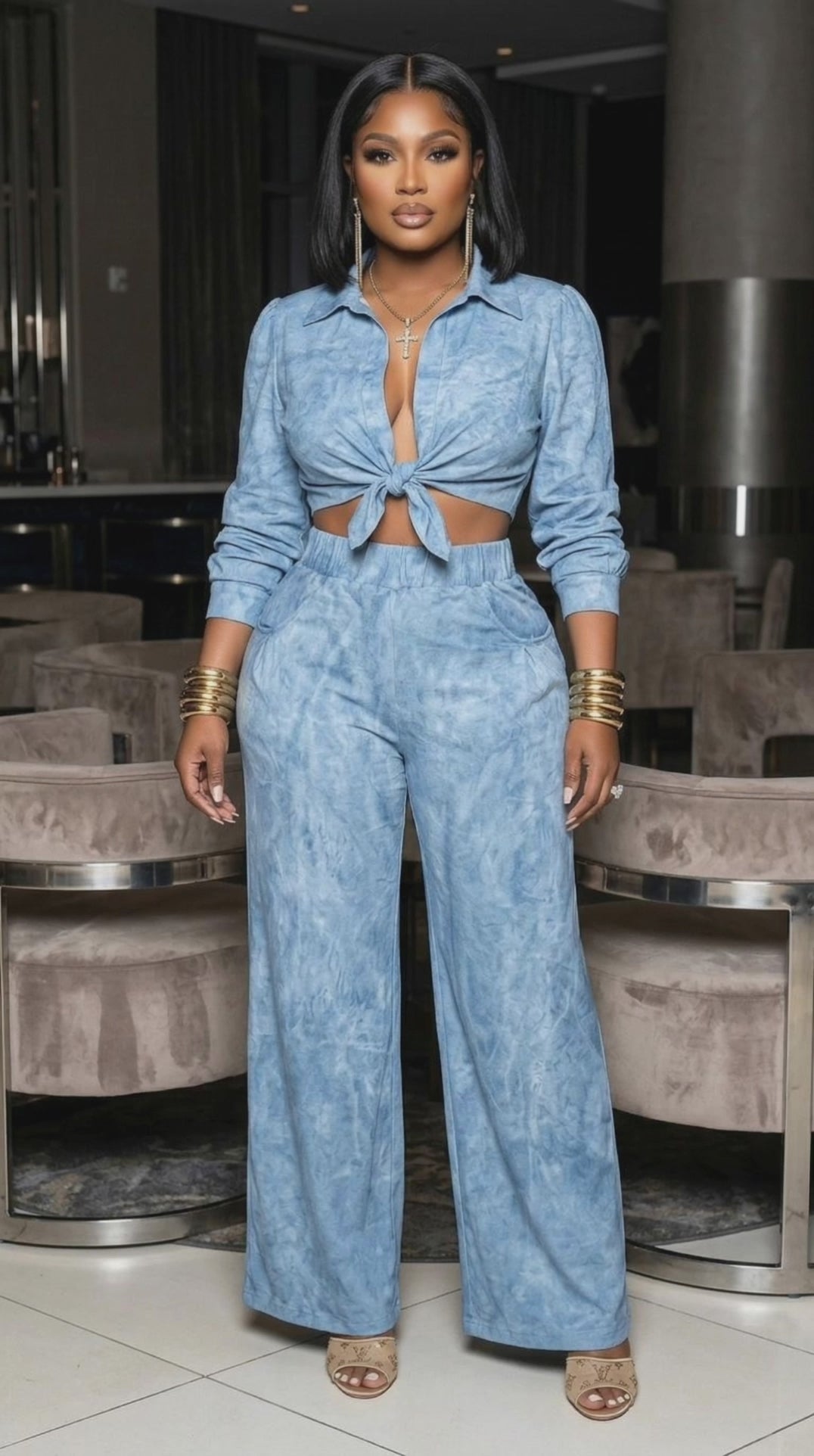 Foxy 2 Piece  Denim look Set