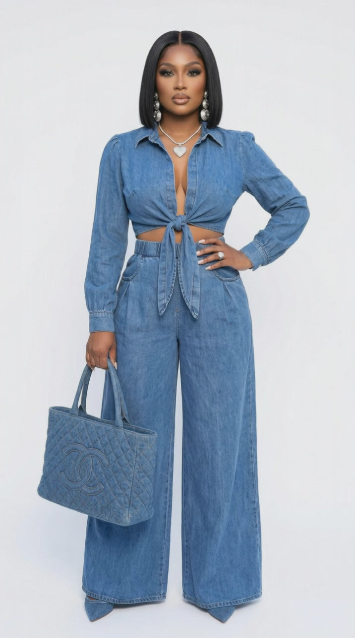 Foxy 2 Piece  Denim look Set