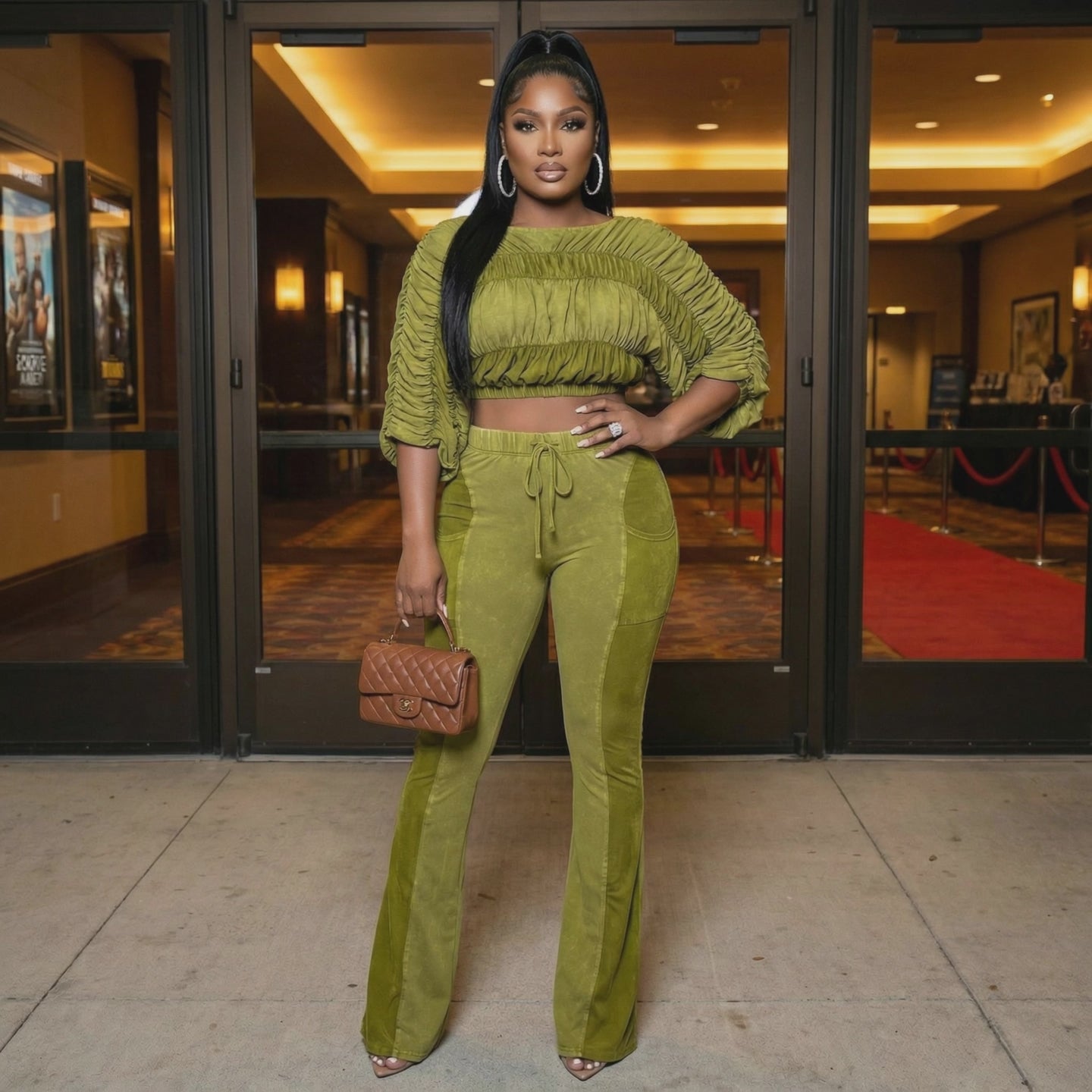 Sage Acid Green 2 Piece Pant Set