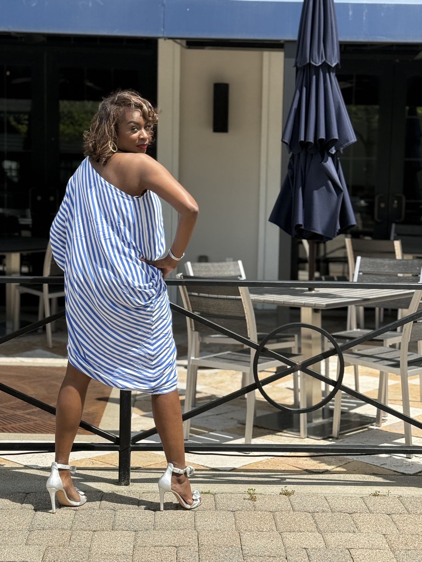 Sizzle One Shoulder Striped Dress