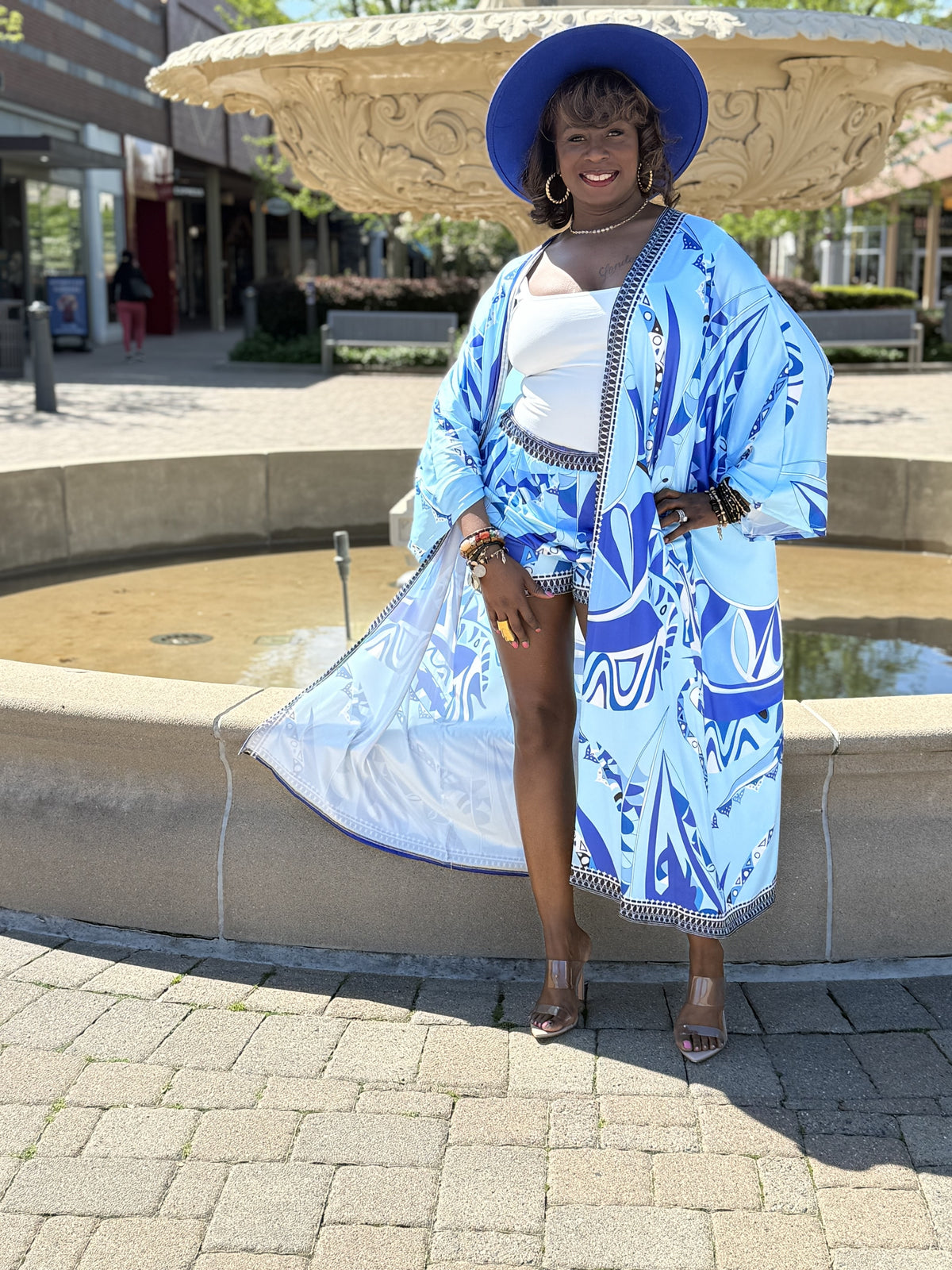 Blue 2 Piece Kimono Set
